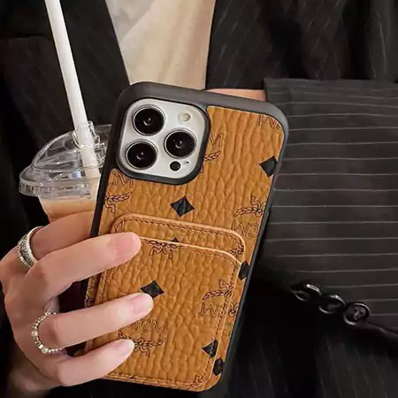 レザーmcmカード収納iphone16/16proスマホケース