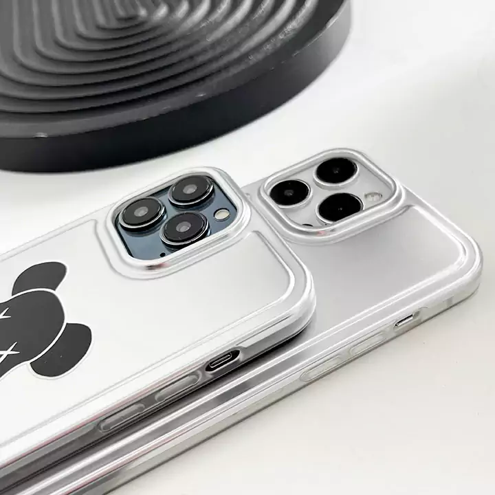 カウズ iphone16ケース 電気メッキ シルバー